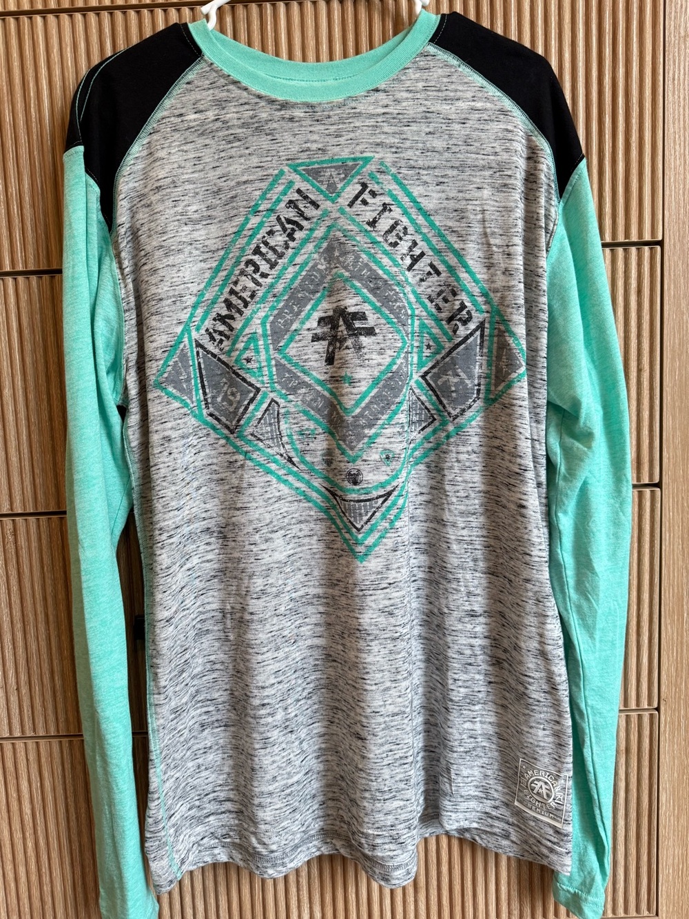 American Fighter Gray & Mint Long Sleeve Tee